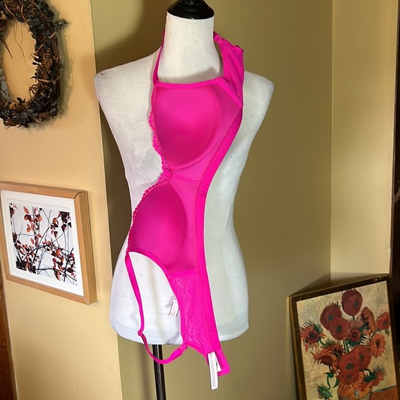 VICTORIA SECRET Size 36C PINK Barbie Wireless Lace Pad Cup Glitter Logo $69 NEW - Picture 15 of 15